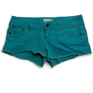 I Love H81 blue denim shorts Size 25 Micro Super Low Rise 2000s Y2K shorts beach